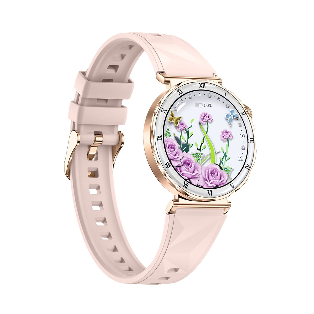 Smartwatch GBV LOGIC AM20, auriu, ecran AMOLED, rezolutie 390x390, moduri sportive, ecran de 30 mm, saturatie de oxigen, tensiune arteriala, calitatea somnului, 3 curele cu latime de 18mm, aplicatie FitCloudPro