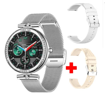 Smartwatch dama GBV Logic S333,cu 3 Curele Incluse, Ecran AMOLED 30mm, Monitorizare Puls, Somn,Oxigen, Fitness, Bluetooth,