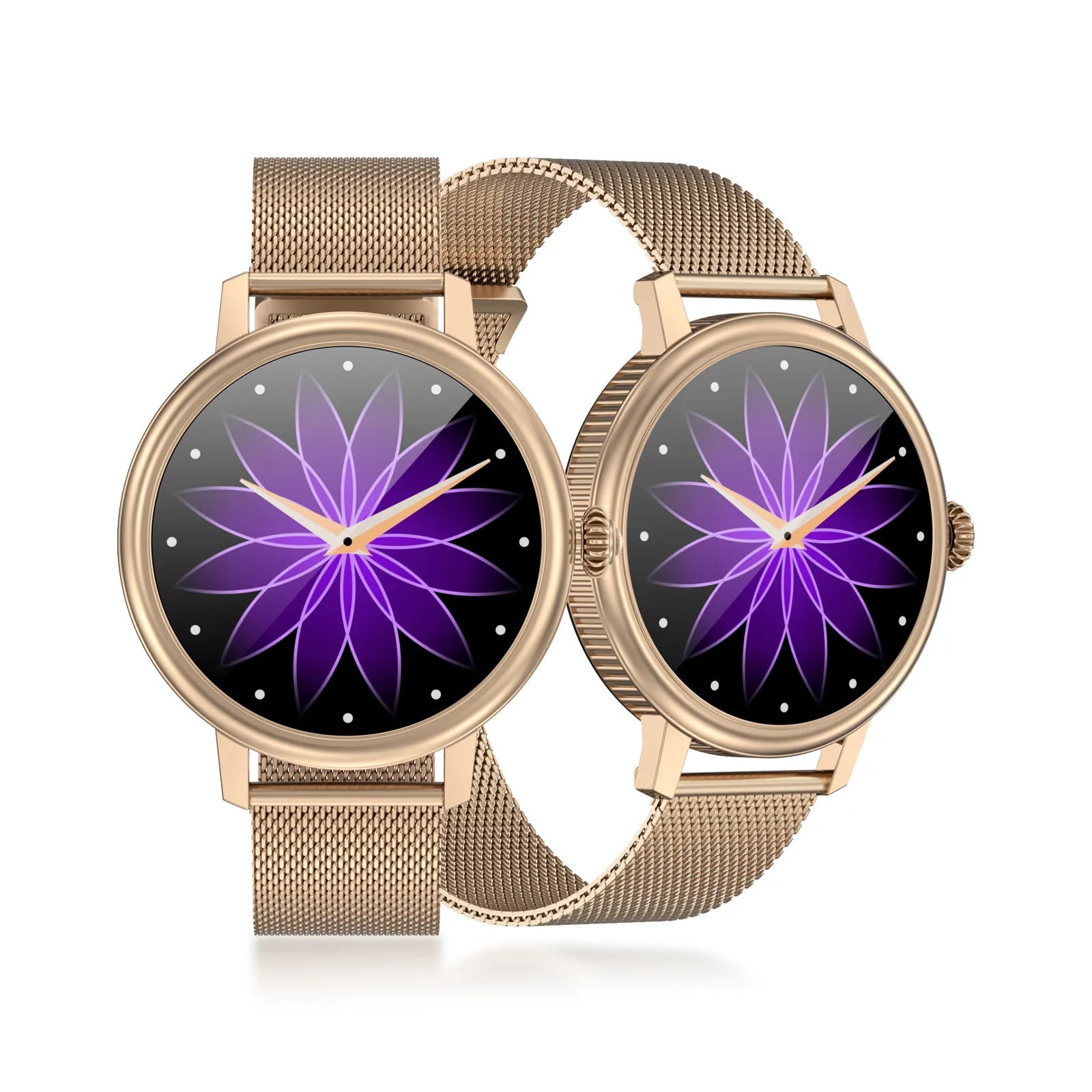 Smartwatch Dama GBV LOGIC SW20 Auriu, Apel Bluetooth, Monitorizare Somn, Ritm Cardiac, Oxigen Sange, Fitness Tracker, Notificari WhatsApp Facebook Instagram, Android & iPhone