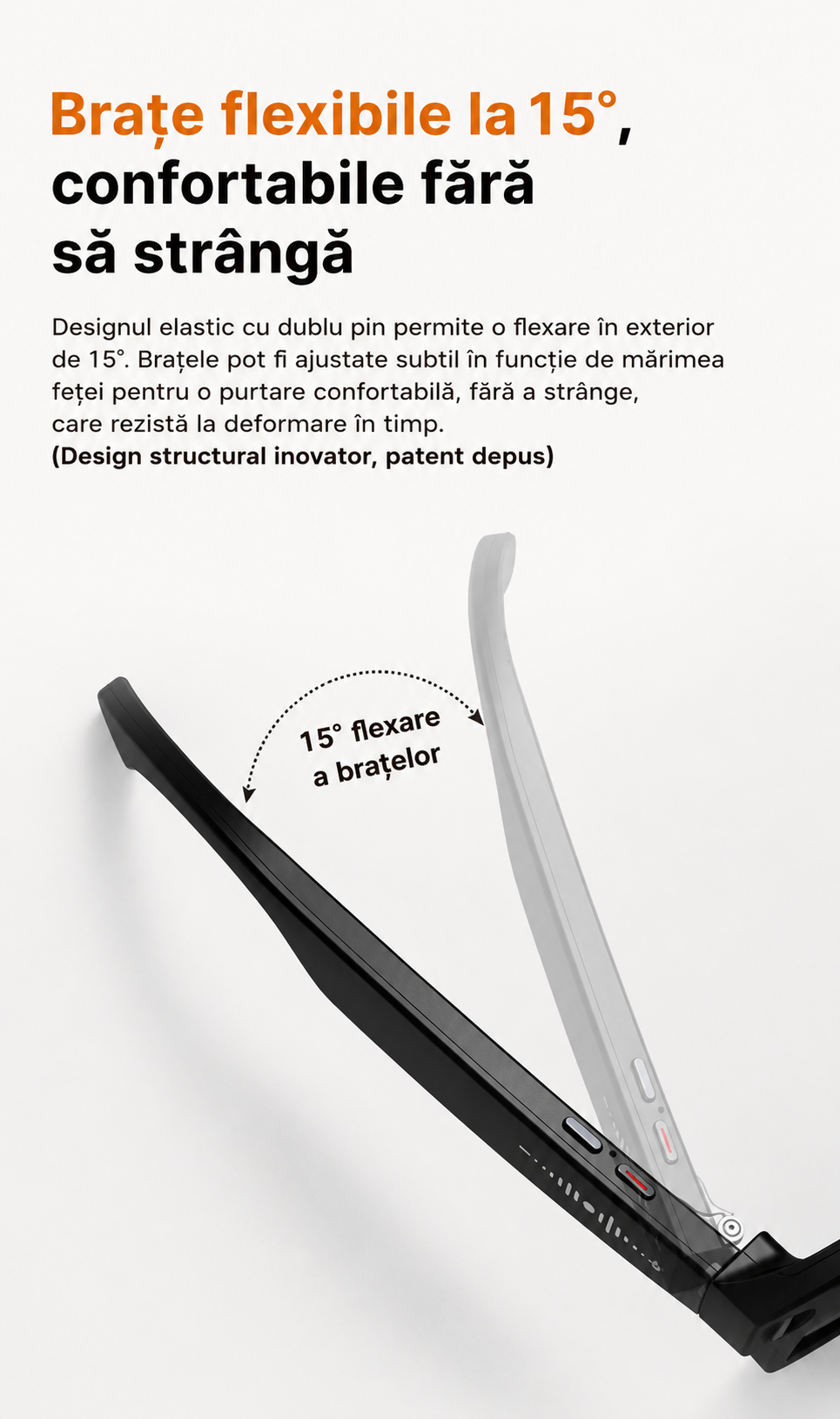 Ochelari Inteligenti AI GBV Logic GS 5MAX cu husa de incarcare, Camera Sony 8MP 4K HD, Traducere in Timp Real, Asistent AI, Apeluri Bluetooth 5.3, Microfon Dual, Lentile Fotocromatice, Husa Power Bank 3600mAh, IP54
