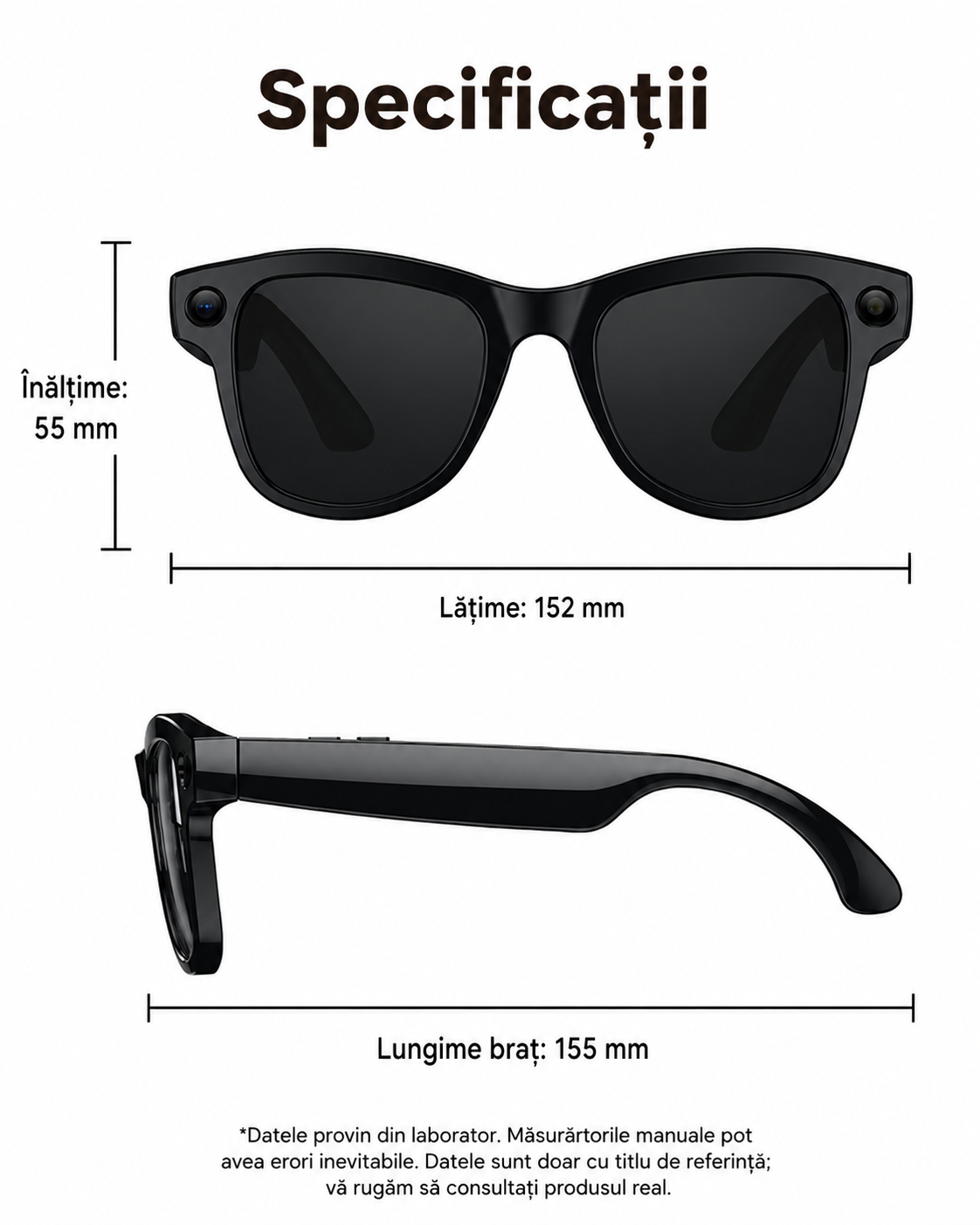 Ochelari Inteligenti AI GBV Logic GS 5MAX cu husa de incarcare, Camera Sony 8MP 4K HD, Traducere in Timp Real, Asistent AI, Apeluri Bluetooth 5.3, Microfon Dual, Lentile Fotocromatice, Husa Power Bank 3600mAh, IP54