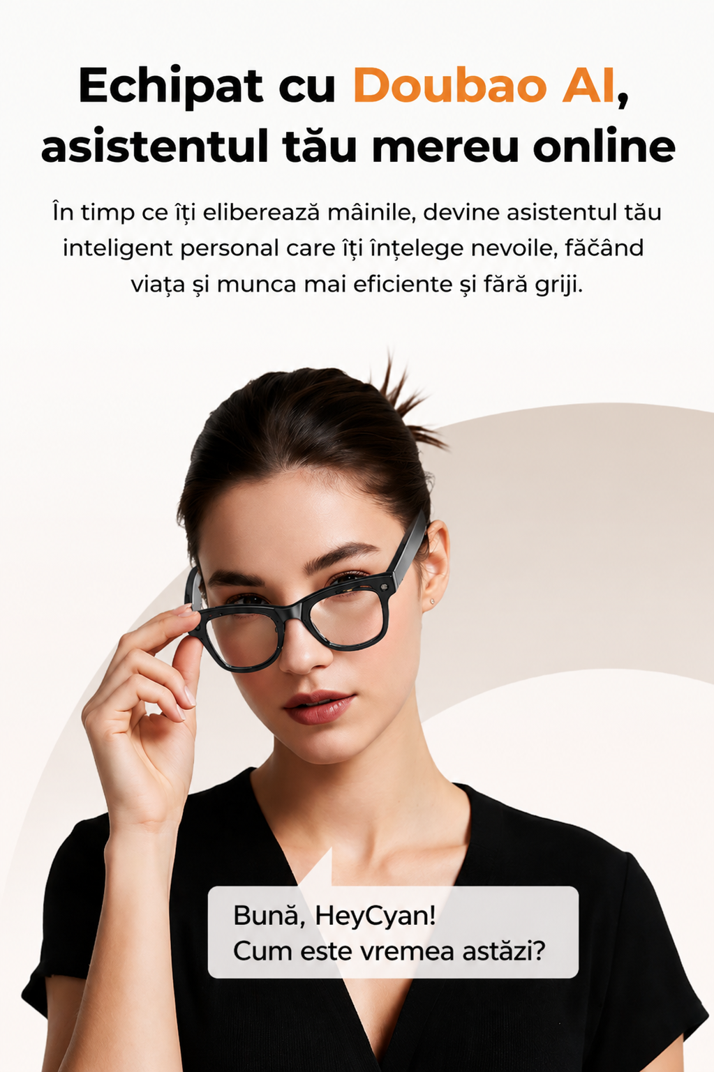Ochelari Inteligenti AI GBV Logic GS 5MAX cu husa de incarcare, Camera Sony 8MP 4K HD, Traducere in Timp Real, Asistent AI, Apeluri Bluetooth 5.3, Microfon Dual, Lentile Fotocromatice, Husa Power Bank 3600mAh, IP54