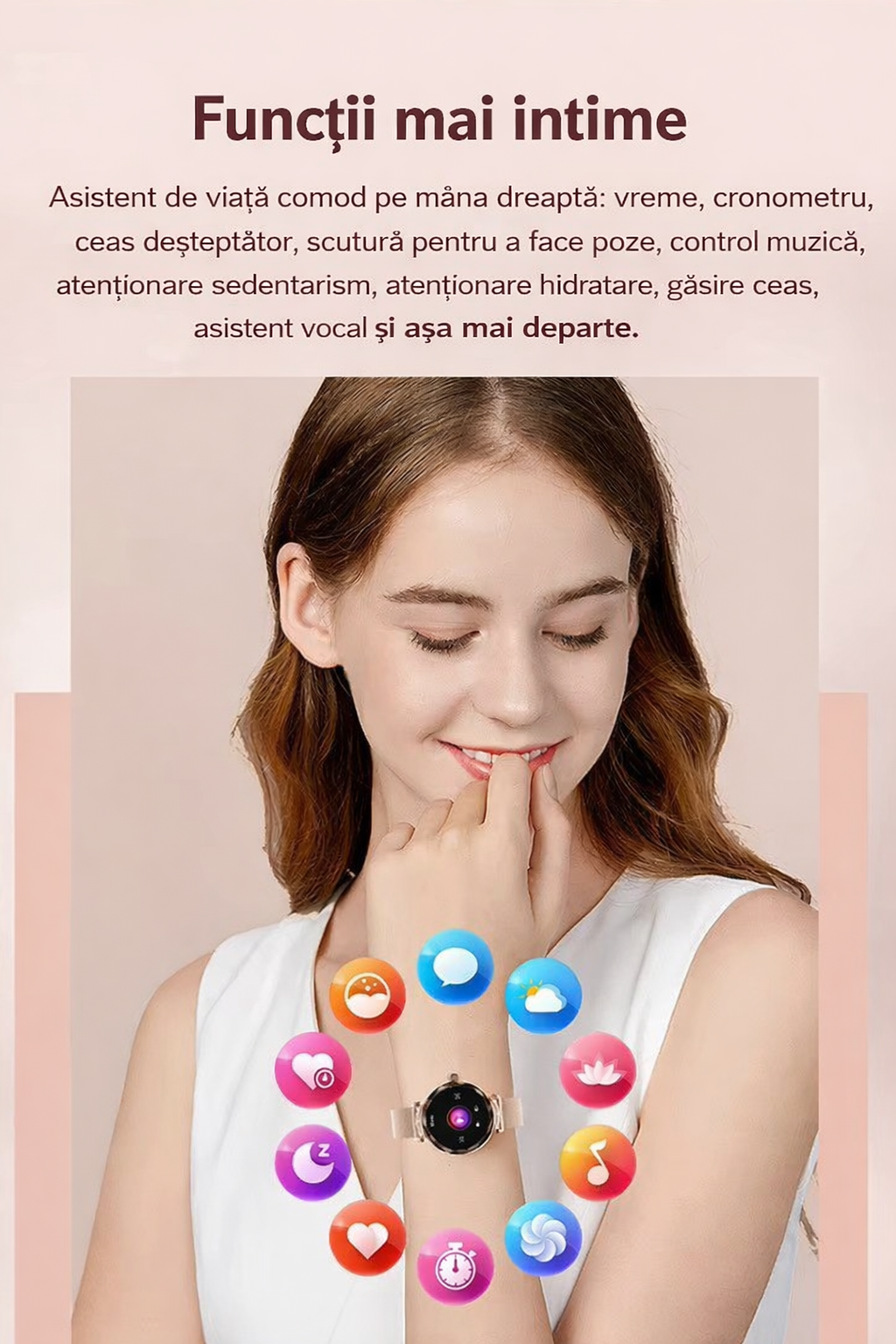 Smartwatch Dama GBV Logic S336,3 Curele Incluse, Ecran AMOLED 30mm, Monitorizare Puls, Somn,Oxigen, Fitness, Bluetooth,