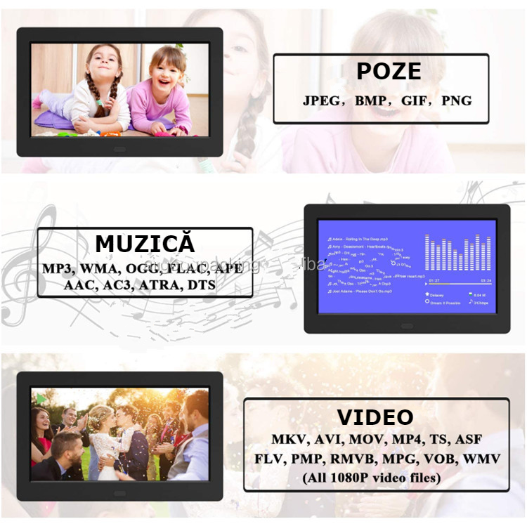 Rama Foto Digitala WiFi GBV LOGIC Alba, Aplicatie Frameo, Ecran Tactil IPS HD 10.1 Inch (25,65 cm), Memorie 32GB, Redare Video, 2 Difuzoare