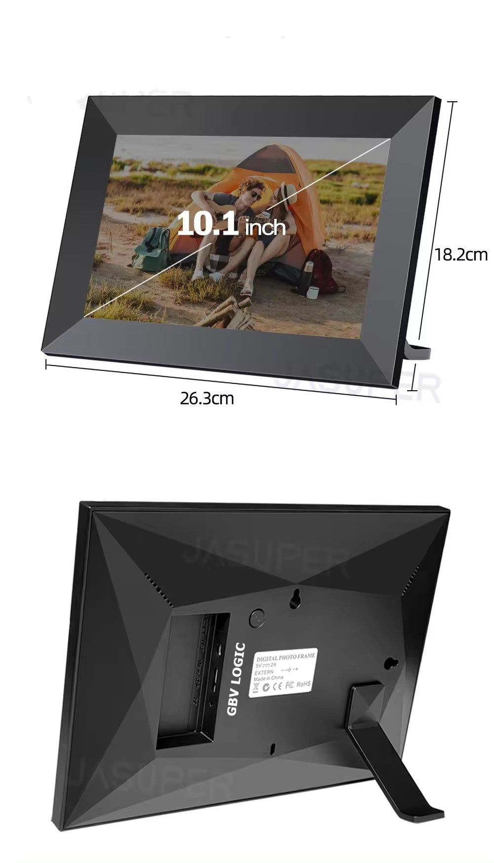 Rama Foto Digitala WiFi GBV LOGIC Alba, Aplicatie Frameo, Ecran Tactil IPS HD 10.1 Inch (25,65 cm), Memorie 32GB, Redare Video, 2 Difuzoare