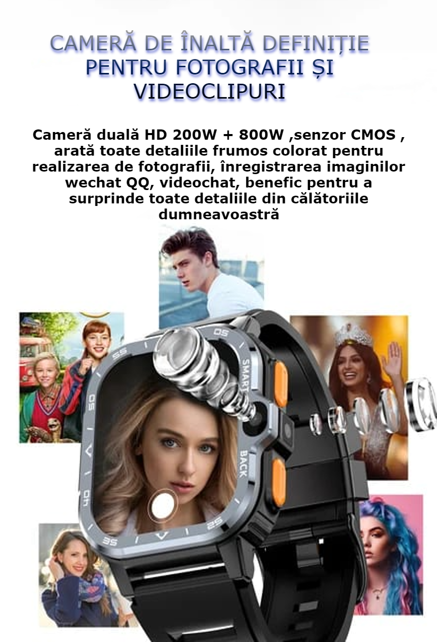Smartwatch Android 4G cu SIM GBV Logic, Apel Video, Camera Duala 2MP+8MP, GPS, WiFi, 16GB Memorie, Baterie 800mAh