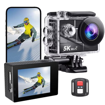 Camera de Actiune GBV LOGIC cu telecomanda, 5K Ultra HD, Foto 50 MP,Unghi Larg 170°, Senzor Sony, Filmare Subacvatica 30 m adancime