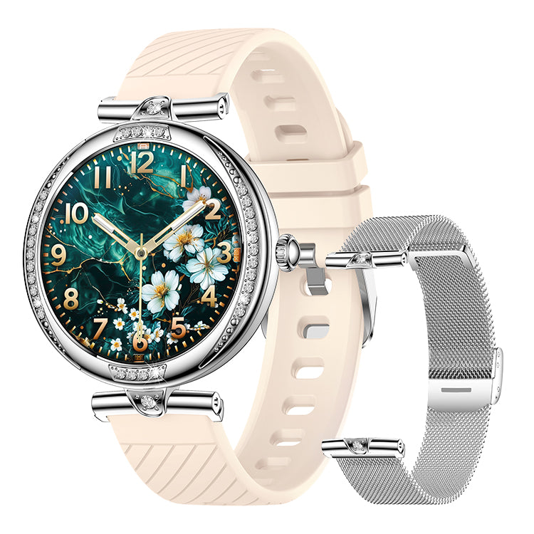 Smartwatch dama GBV Logic S333,cu 3 Curele Incluse, Ecran AMOLED 30mm, Monitorizare Puls, Somn,Oxigen, Fitness, Bluetooth,