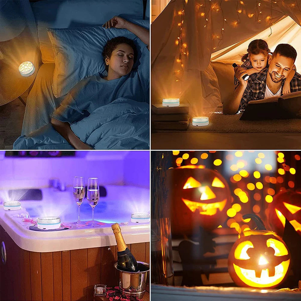 Lumina Subacvatica LED RGB GBV LOGIC cu Telecomanda, 16 Culori, IP68, pentru Piscina, Jacuzzi, Cada si Acvariu, Reincarcabila, 10 LED-uri, Baterie 1200mAh