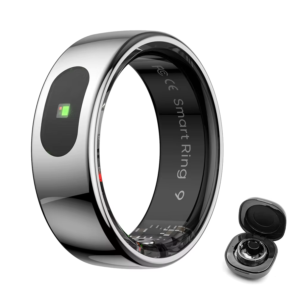 Inel Inteligent Smart Ring GBV LOGIC R08 Gri, Marimea 7 (17,9 mm), Monitorizare Somn, Ritm Cardiac, Oxigen Sanguin SpO2, Fitness Tracker, Android & iPhone, Autonomie 5 Zile