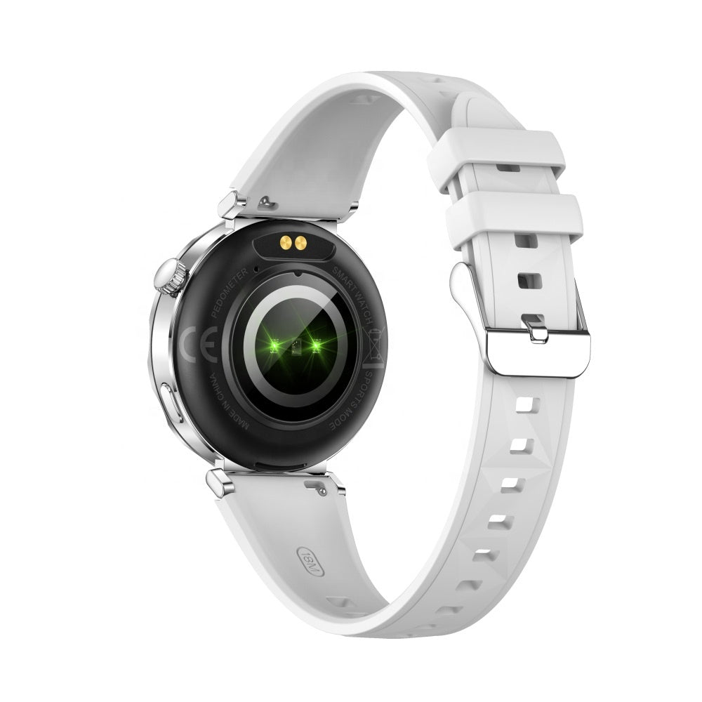 Smartwatch Dama GBV LOGIC AM20 Argintiu, Ecran AMOLED, Monitorizare Ritm Cardiac, Oxigen Sange, Tensiune Arteriala, Fitness Tracker, 3 Curele, Android & iPhone