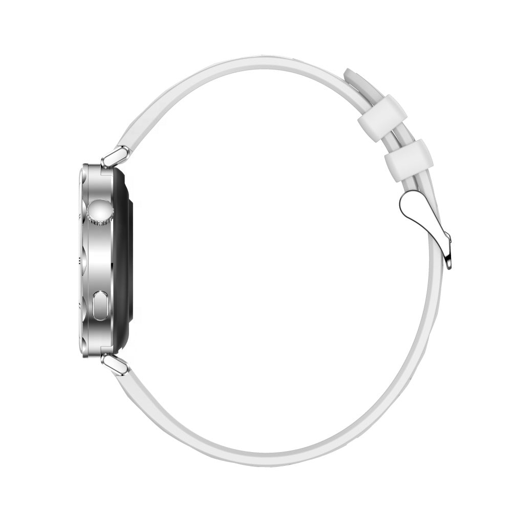Smartwatch Dama GBV LOGIC AM20 Argintiu, Ecran AMOLED, Monitorizare Ritm Cardiac, Oxigen Sange, Tensiune Arteriala, Fitness Tracker, 3 Curele, Android & iPhone