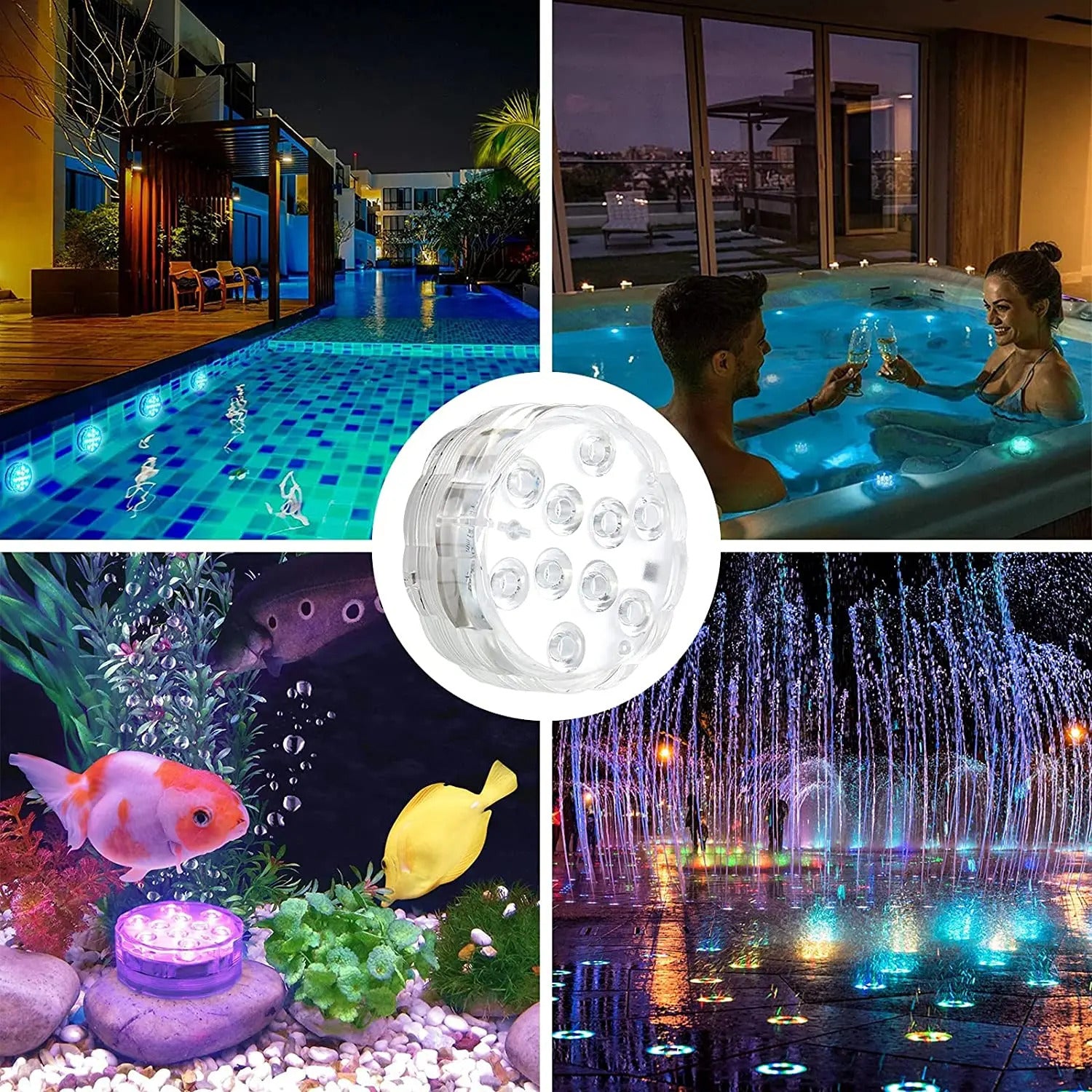 Lumina Subacvatica LED RGB GBV LOGIC cu Telecomanda, 16 Culori, IP68, pentru Piscina, Jacuzzi, Cada si Acvariu, Reincarcabila, 10 LED-uri, Baterie 1200mAh