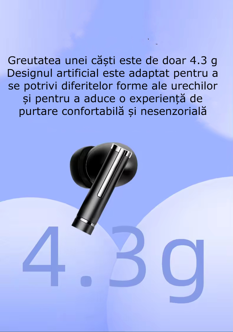 Căști Bluetooth Wireless In-Ear GBV Logic, Noise Cancelling, Carcasă de încărcare inclusă, Autonomie 25 Ore, Bass Puternic, Bluetooth 5.3, Microfon HD, Touch Control, Rezistente la Apă, Android & iPhone