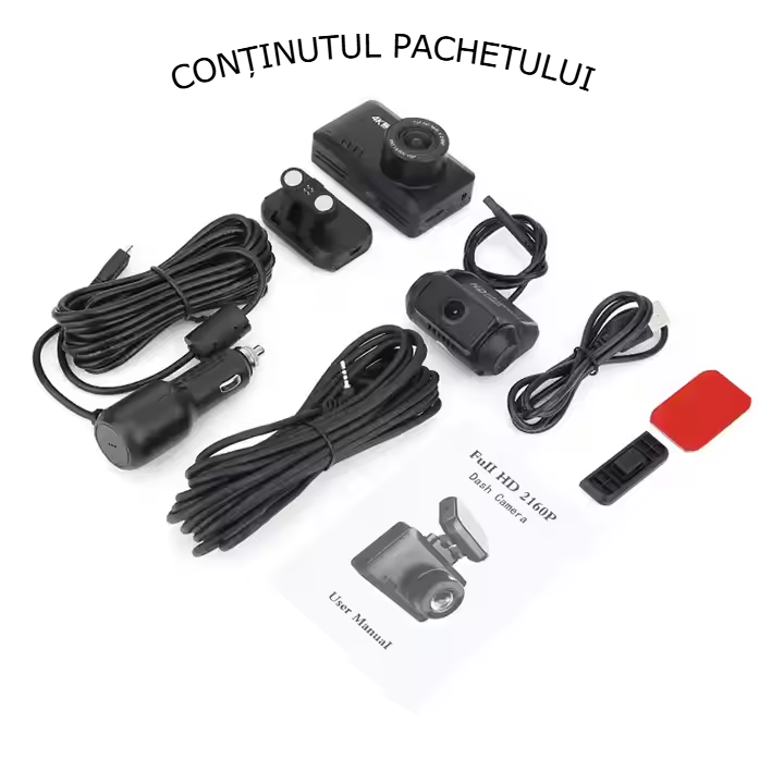 Camera Auto DVR 4K GBV LOGIC Fata-Spate, GPS Integrat, WiFi, Night Vision, Senzor Sony, Camera Spate Full HD, Ecran IPS 2.45 Inch