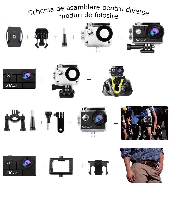 Camera de Actiune GBV LOGIC cu telecomanda, 5K Ultra HD, Foto 50 MP,Unghi Larg 170°, Senzor Sony, Filmare Subacvatica 30 m adancime