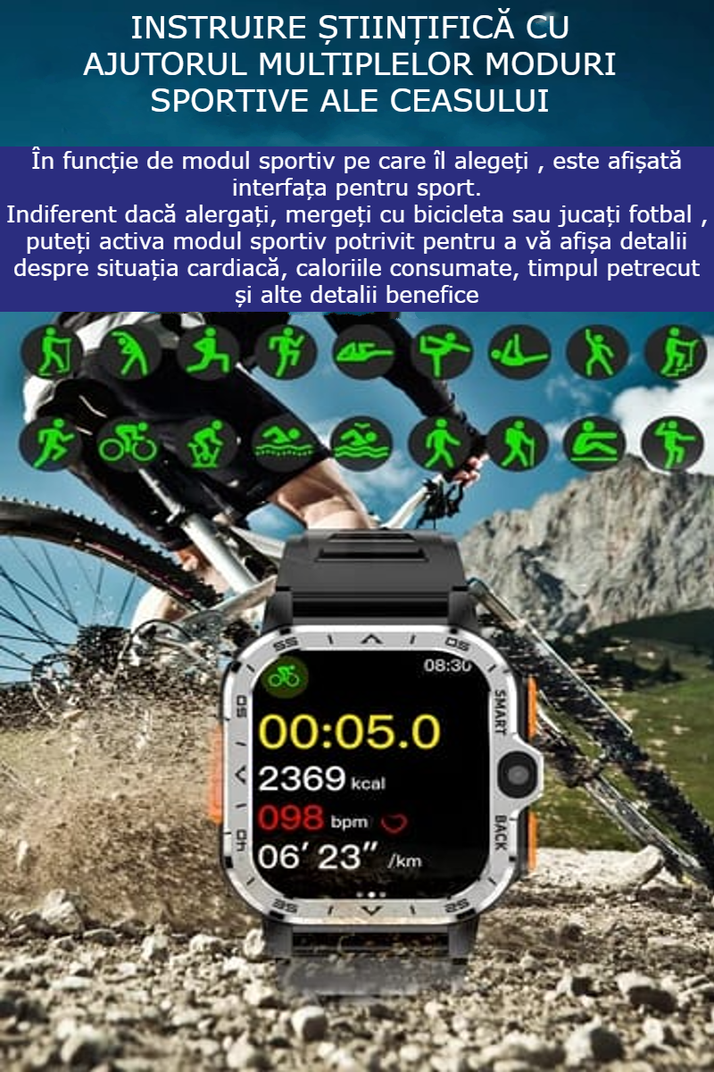 Smartwatch Android 4G cu SIM GBV Logic, Apel Video, Camera Duala 2MP+8MP, GPS, WiFi, 16GB Memorie, Baterie 800mAh