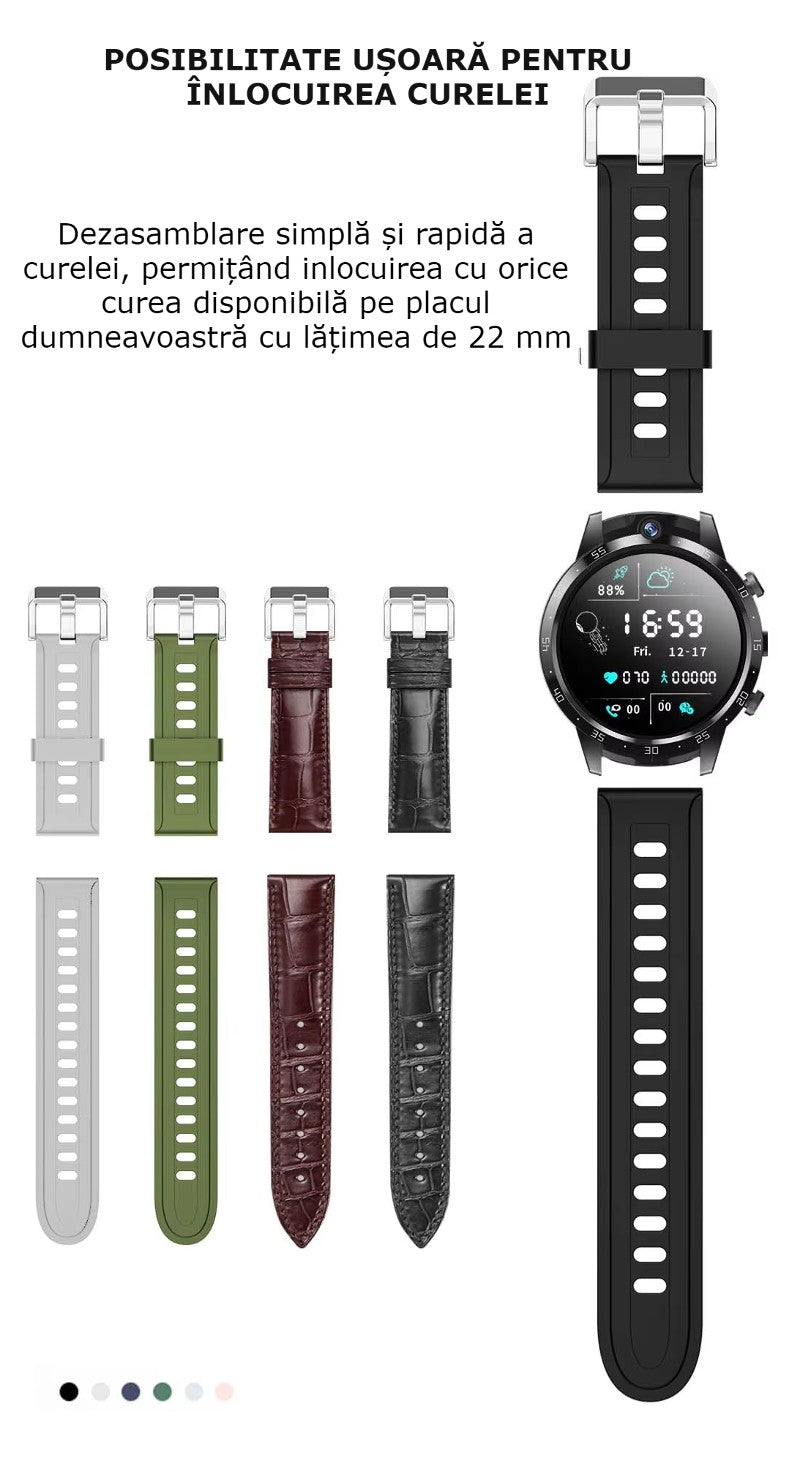 Smartwatch Telefon Android 4G cu SIM GBV LOGIC X600S, 16GB Memorie, Camera Duala 7MP+7MP, Ecran AMOLED, Apel Video, WiFi, Baterie 650mAh