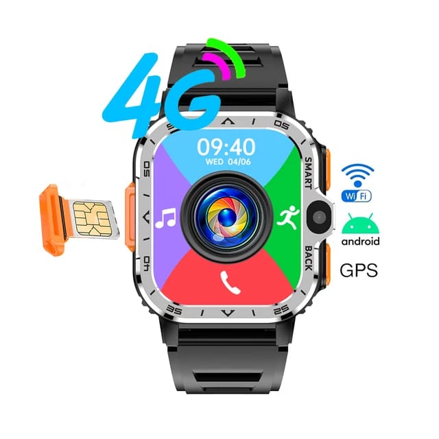 Smartwatch Telefon cu SIM și cameră foto GBV Logic Android 4G, SIM, Camera Duală 2MP+8MP, Display 2.03”, 16GB Memorie, GPS, NFC, Apel Video, WiFi, Autonomie 800mAh