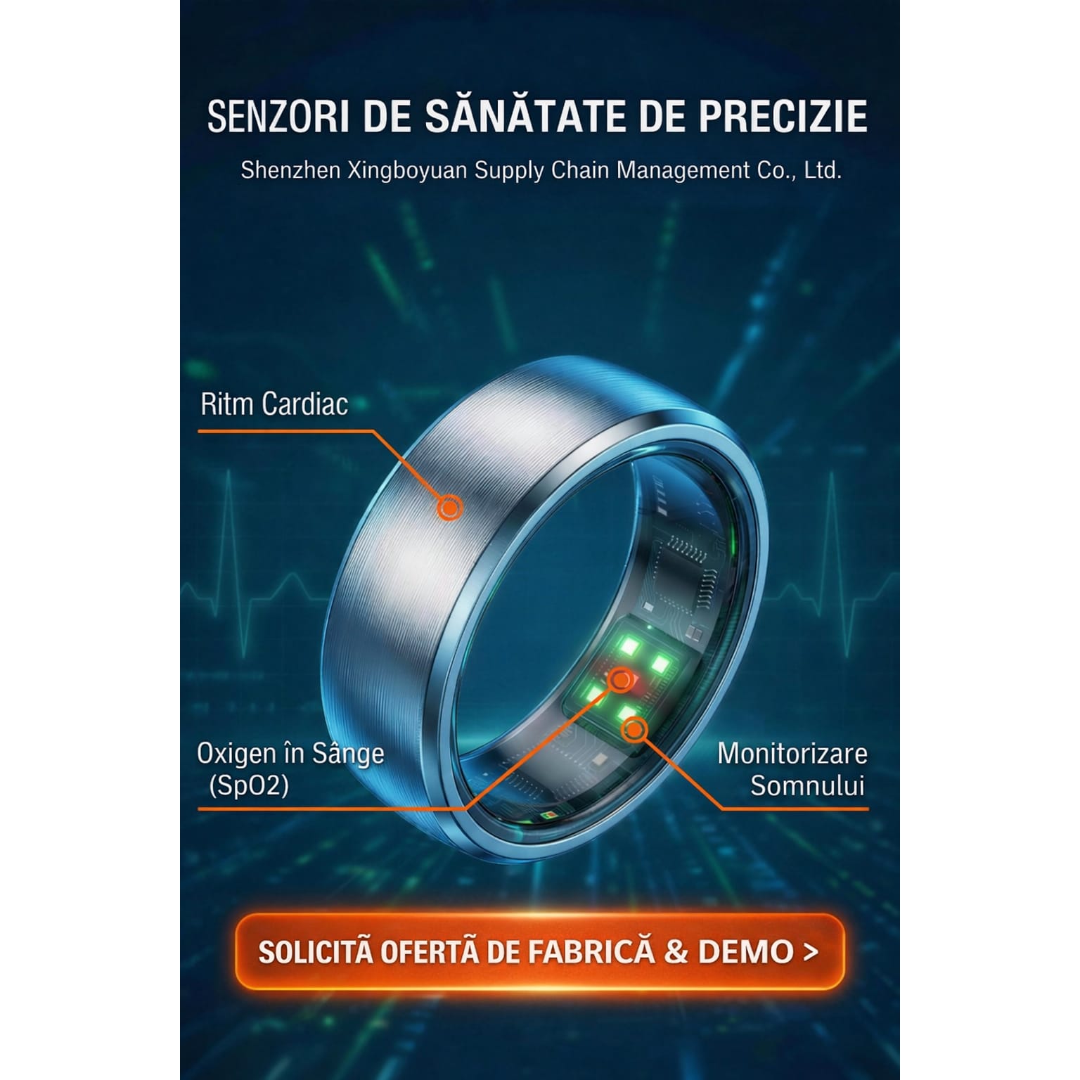 Inel Inteligent Smart Ring GBV LOGIC R08 Negru, Marimea 11 (20,9 mm), Monitorizare Somn, Ritm Cardiac, Oxigen Sanguin SpO2, Fitness Tracker, Android & iPhone, Autonomie 5 Zile