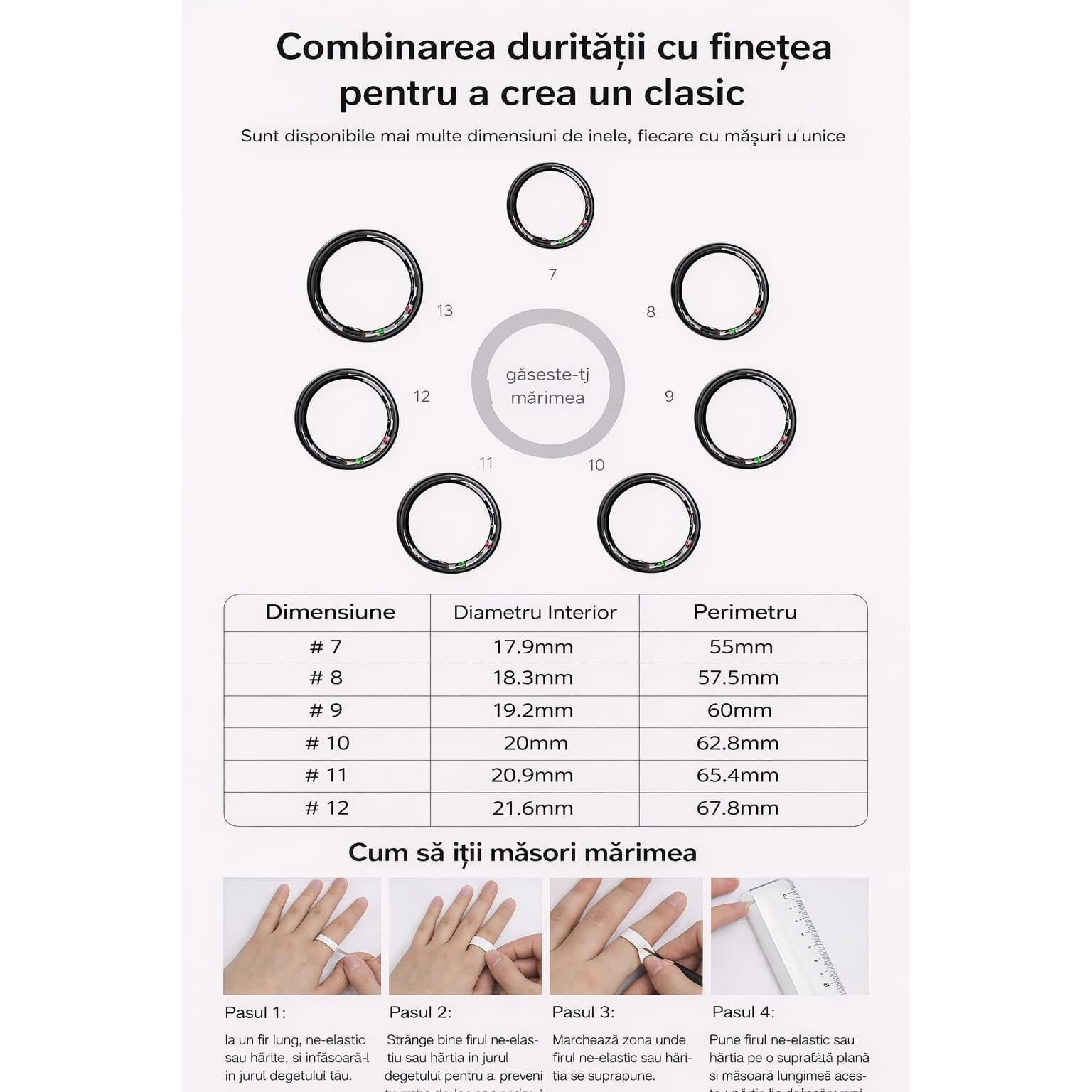 Inel Inteligent Smart Ring GBV LOGIC R08 Gri, Marimea 8 (18,3 mm), Monitorizare Somn, Ritm Cardiac, Oxigen Sanguin SpO2, Fitness Tracker, Android & iPhone, Autonomie 5 Zile