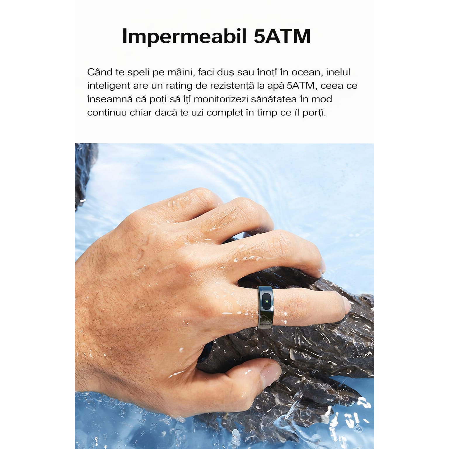 Inel Inteligent Smart Ring GBV LOGIC R08 Gri, Marimea 8 (18,3 mm), Monitorizare Somn, Ritm Cardiac, Oxigen Sanguin SpO2, Fitness Tracker, Android & iPhone, Autonomie 5 Zile