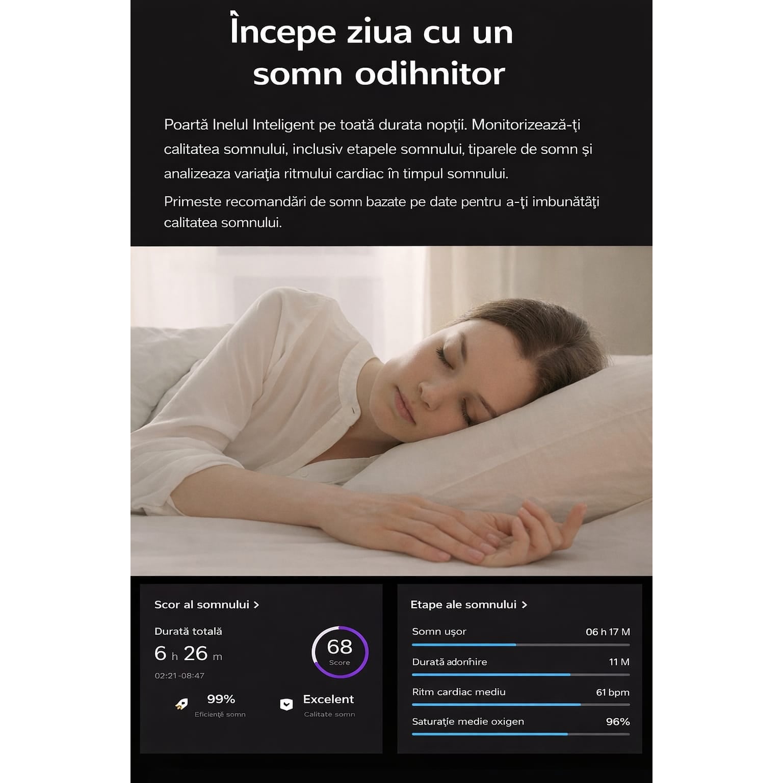 Inel Inteligent Smart Ring GBV LOGIC R08 Gri, Marimea 11 (20,9 mm), Monitorizare Somn, Ritm Cardiac, Oxigen Sanguin SpO2, Fitness Tracker, Android & iPhone, Autonomie 5 Zile
