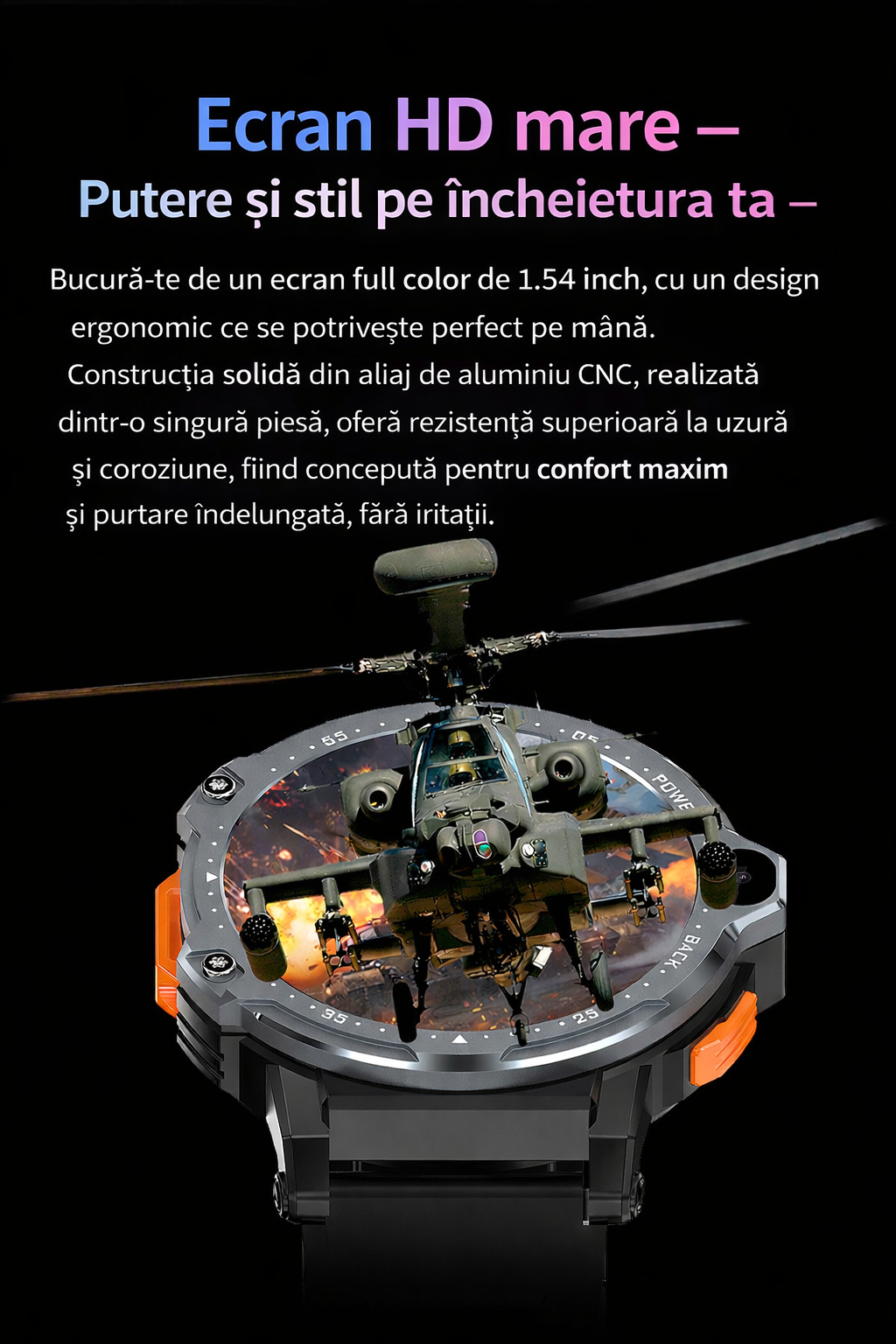 Smartwatch cu SIM și cameră foto GBV LOGIC PG999 2MP+8MP, sistem de operare android, display 1, 54 inch(39 mm), baterie 800 mAh, monitorizare ritm cardiac, moduri sport, tensiometru, memorie 16gb
