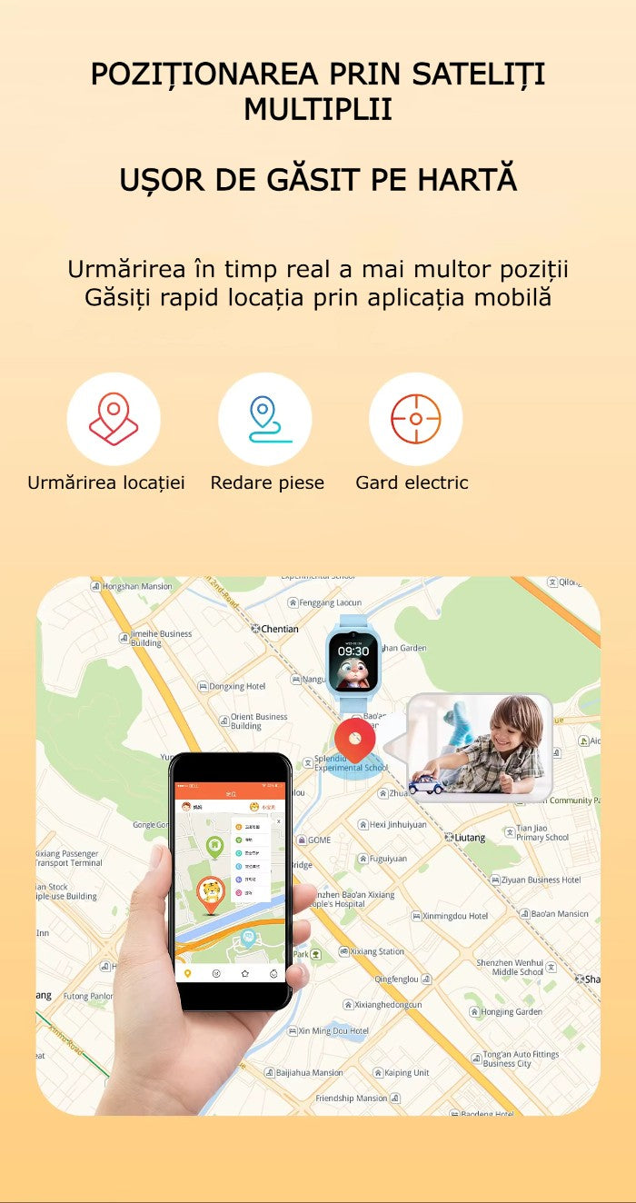 Smartwatch Copii 4G cu SIM GBV LOGIC, Apel Video, localizare GPS, Control Parental,buton SOS, Ecran Tactil 1.83 Inch, Functii de Siguranta, Baterie 700mAh