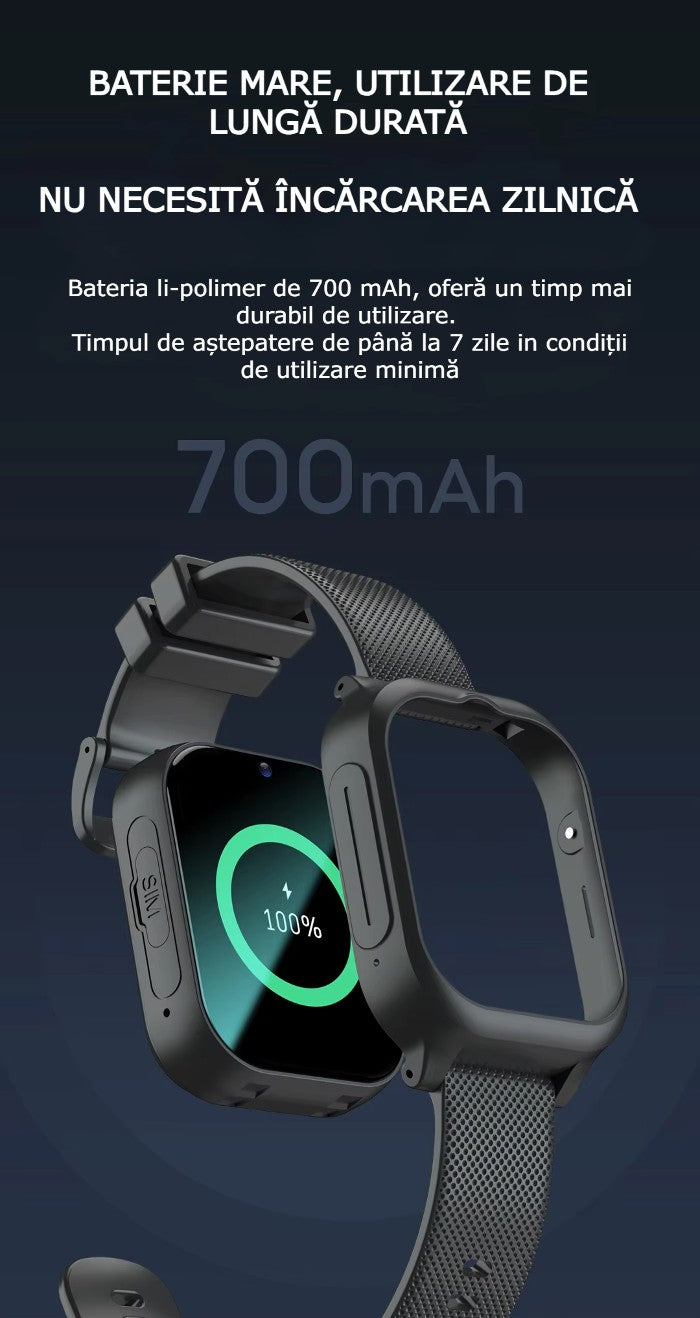 Smartwatch Copii 4G cu SIM GBV LOGIC, Apel Video, localizare GPS, Control Parental,buton SOS, Ecran Tactil 1.83 Inch, Functii de Siguranta, Baterie 700mAh