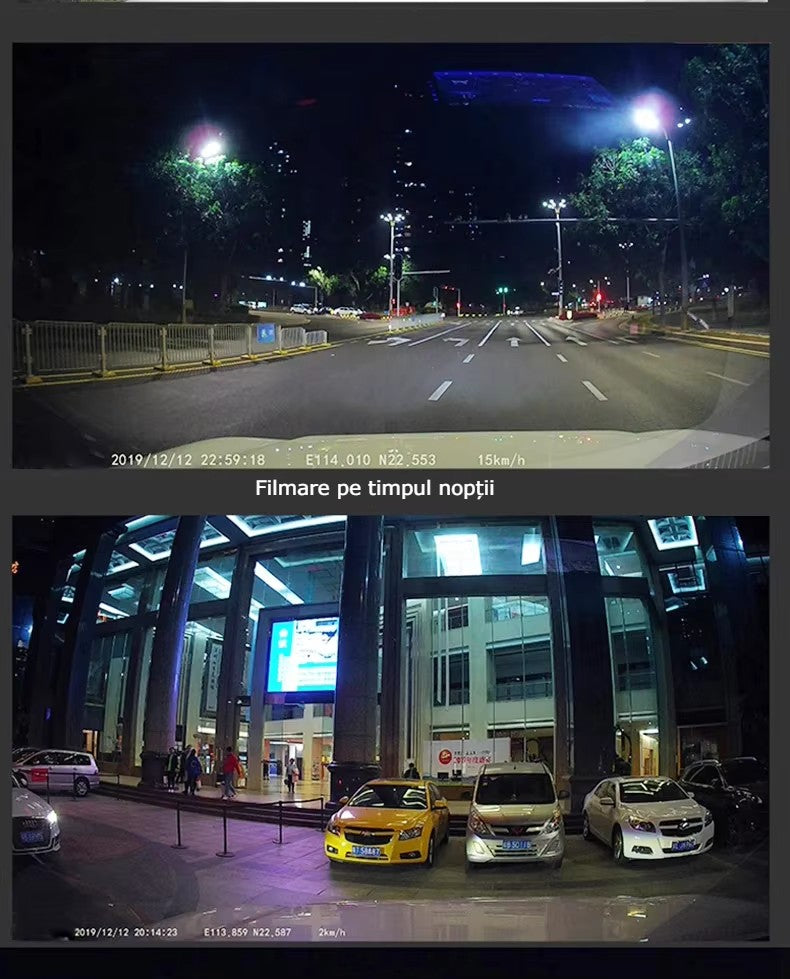 Camera Auto DVR 4K GBV LOGIC Fata-Spate, GPS Integrat, WiFi, Night Vision, Senzor Sony, Camera Spate Full HD, Ecran IPS 2.45 Inch