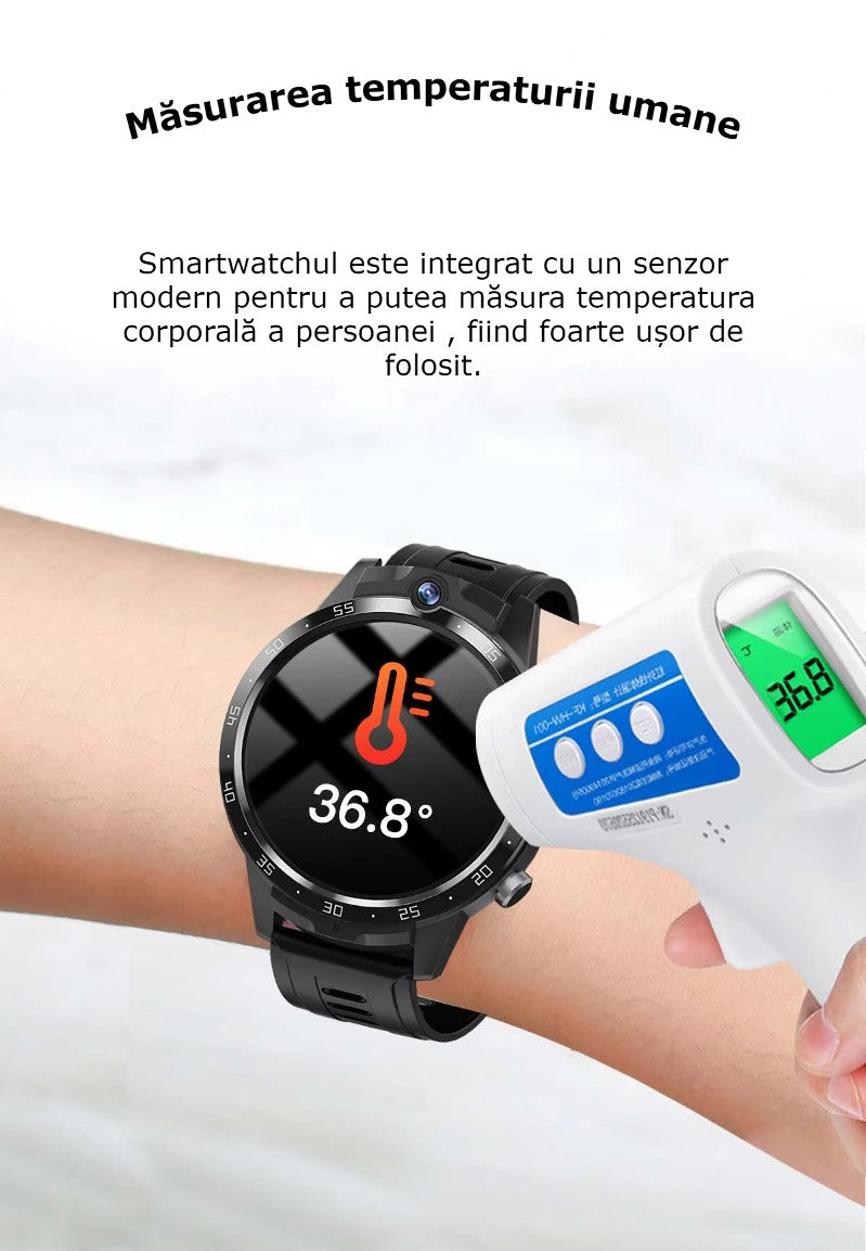 Smartwatch Telefon Android 4G cu SIM GBV LOGIC X600S, 16GB Memorie, Camera Duala 7MP+7MP, Ecran AMOLED, Apel Video, WiFi, Baterie 650mAh