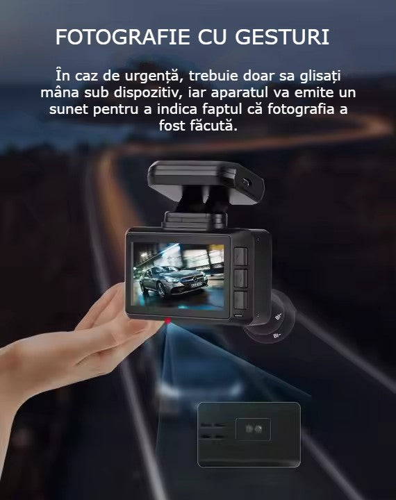 Camera Auto DVR 4K GBV LOGIC Fata-Spate, GPS Integrat, WiFi, Night Vision, Senzor Sony, Camera Spate Full HD, Ecran IPS 2.45 Inch