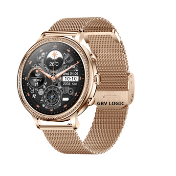Smartwatch Dama GBV LOGIC SW20 Auriu, Apel Bluetooth, Monitorizare Somn, Ritm Cardiac, Oxigen Sange, Fitness Tracker, Notificari WhatsApp Facebook Instagram, Android & iPhone