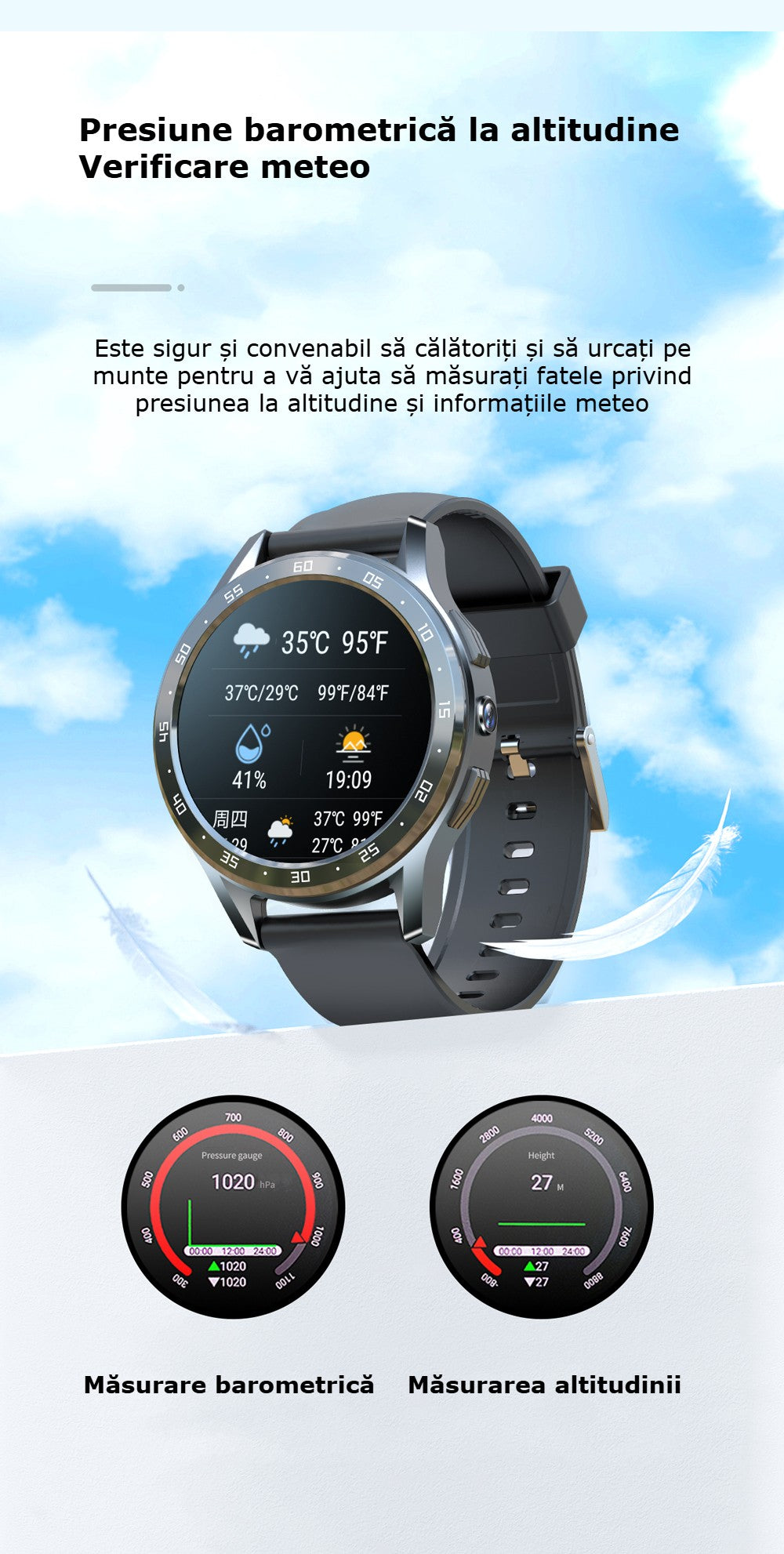 Smartwatch cu SIM și cameră foto GBV Logic X300 Plus – Android, 16GB, cameră 3MP, apeluri, GPS, AMOLED, monitorizare sănătate