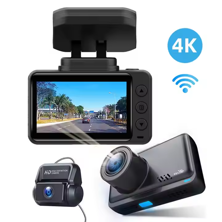 Camera Auto DVR 4K GBV LOGIC Fata-Spate, GPS Integrat, WiFi, Night Vision, Senzor Sony, Camera Spate Full HD, Ecran IPS 2.45 Inch