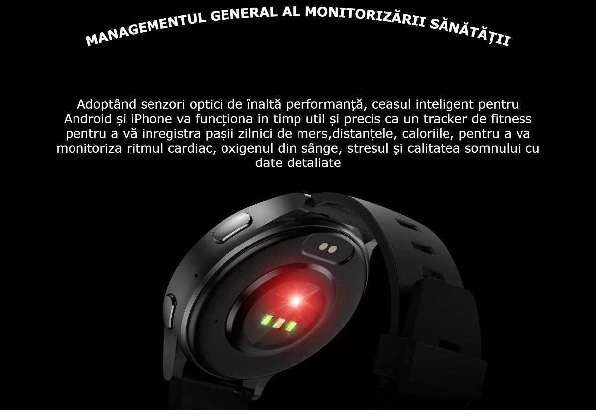 Smartwatch AMOLED GBV LOGIC J2305A, GPS, Apel Bluetooth, Ritm Cardiac, Oxigen Sange, Monitorizare Somn, Nivel de Stres, Tensiune Arteriala, Android & iPhone