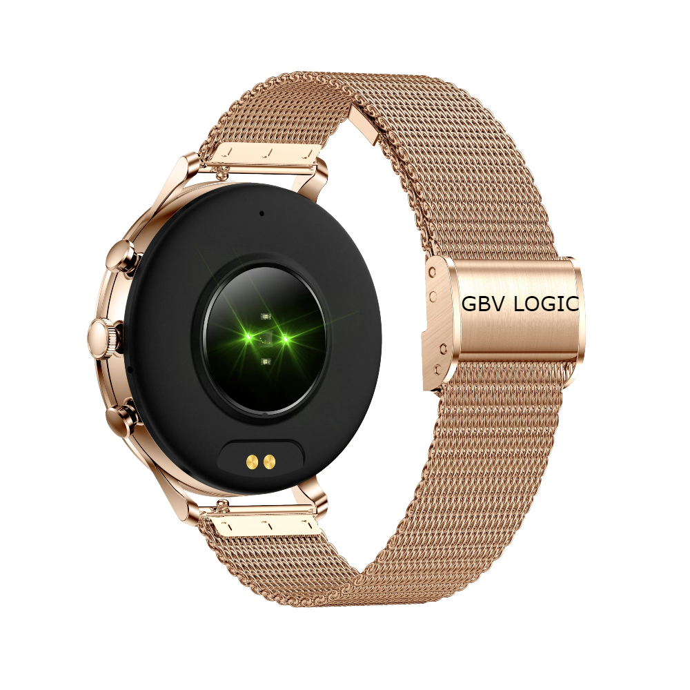 Smartwatch Dama GBV LOGIC SW20 Auriu, Apel Bluetooth, Monitorizare Somn, Ritm Cardiac, Oxigen Sange, Fitness Tracker, Notificari WhatsApp Facebook Instagram, Android & iPhone