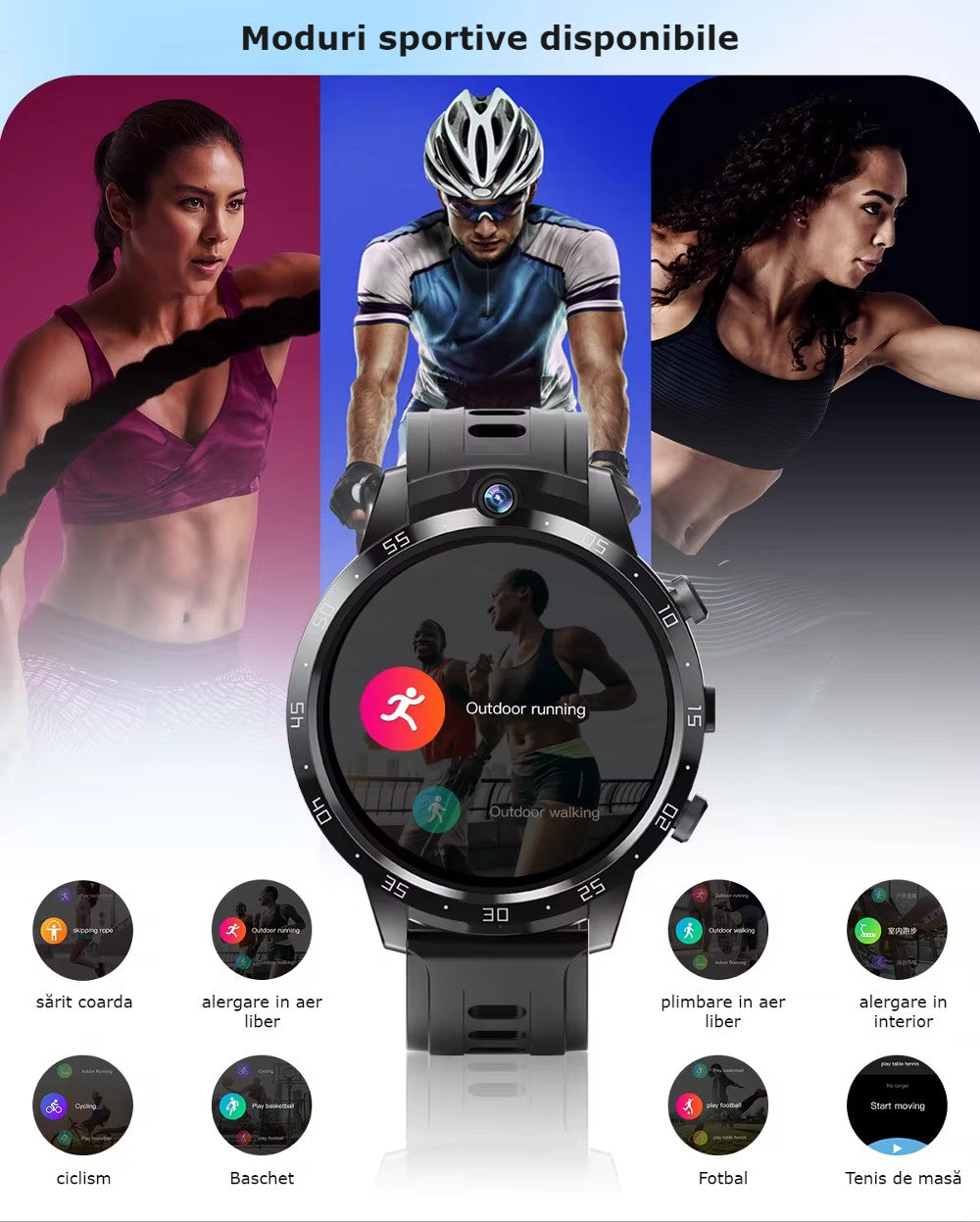 Smartwatch Telefon Android 4G cu SIM GBV LOGIC X600S, 16GB Memorie, Camera Duala 7MP+7MP, Ecran AMOLED, Apel Video, WiFi, Baterie 650mAh