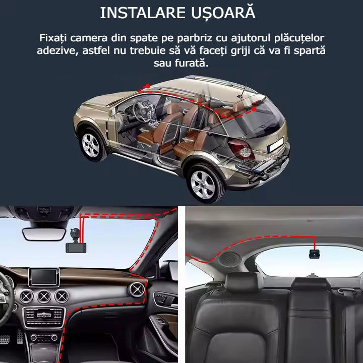 Camera Auto DVR 4K GBV LOGIC Fata-Spate, GPS Integrat, WiFi, Night Vision, Senzor Sony, Camera Spate Full HD, Ecran IPS 2.45 Inch