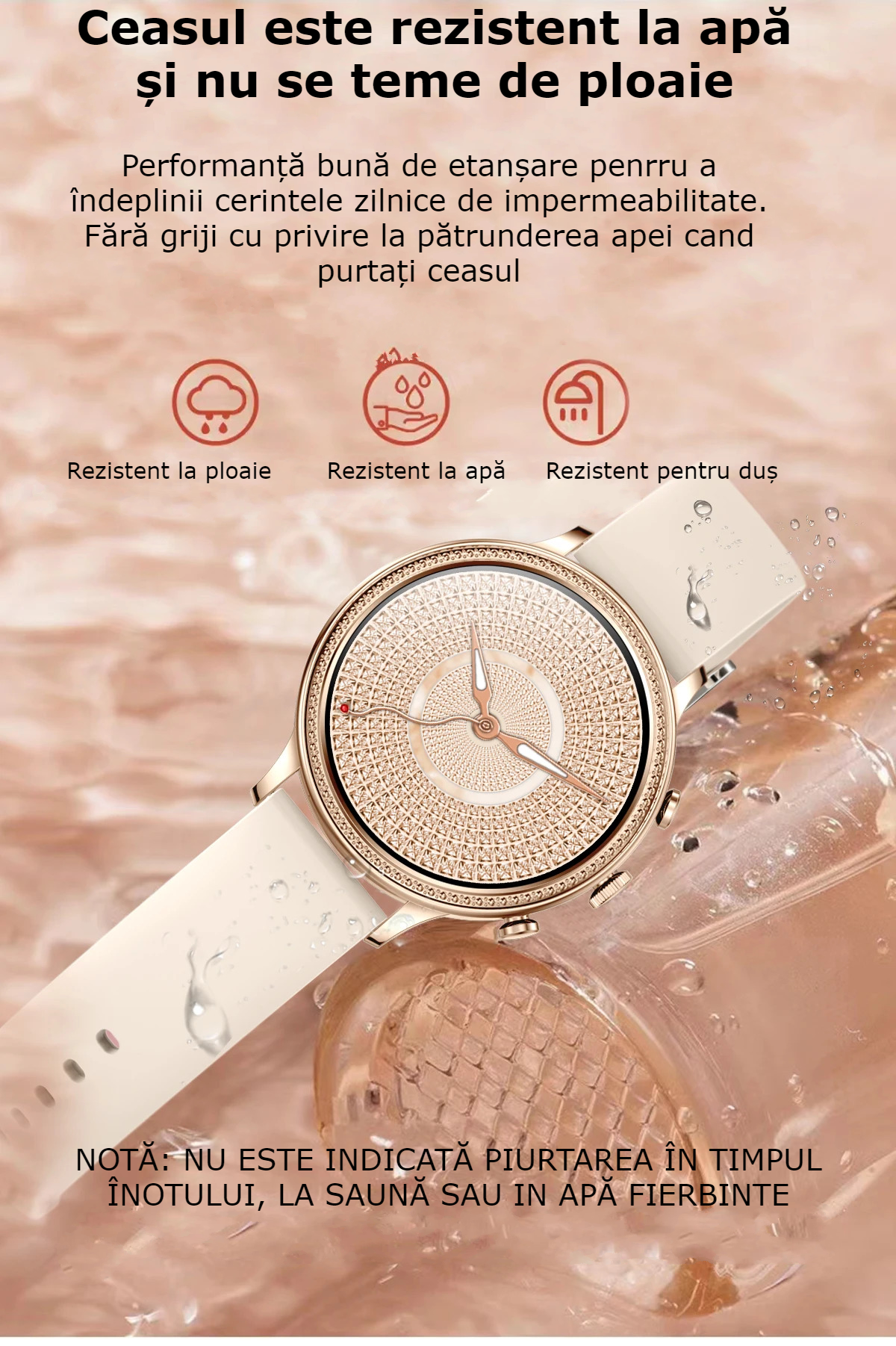 Ceas smartwatch dama GBV LOGIC SW20, argintiu, ecran rotund, rezolutie 360*360, conectare aplicatie, bluetooth, monitorizare somn, monitorizare fitness, ritm cardiac, saturatie de oxigen, notificari retele sociale