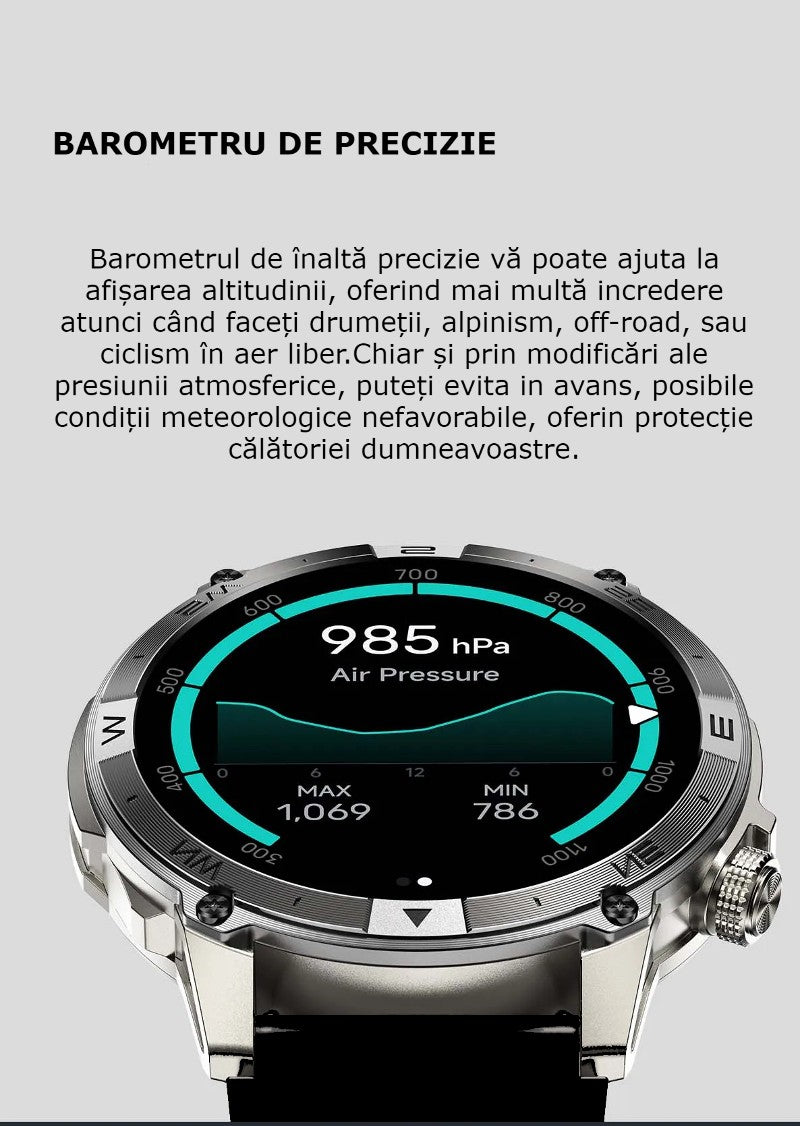 Smartwatch AMOLED GBV LOGIC VG40, Apel Bluetooth, Ritm Cardiac, Oxigen Sange, Monitorizare Somn, Fitness Tracker, Moduri Sportive, Android & iPhone