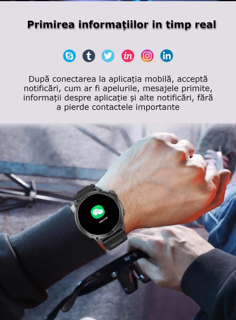Smartwatch AMOLED GBV LOGIC VG40, Apel Bluetooth, Ritm Cardiac, Oxigen Sange, Monitorizare Somn, Fitness Tracker, Moduri Sportive, Android & iPhone