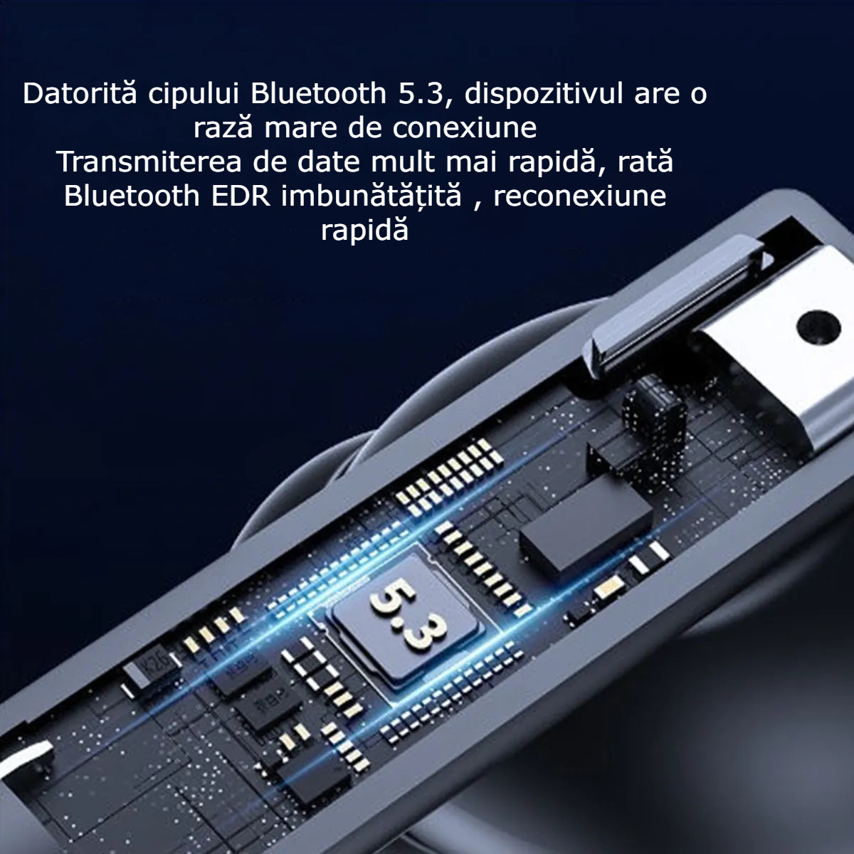 Căști Bluetooth Wireless In-Ear GBV Logic, Noise Cancelling, Carcasă de încărcare inclusă, Autonomie 25 Ore, Bass Puternic, Bluetooth 5.3, Microfon HD, Touch Control, Rezistente la Apă, Android & iPhone