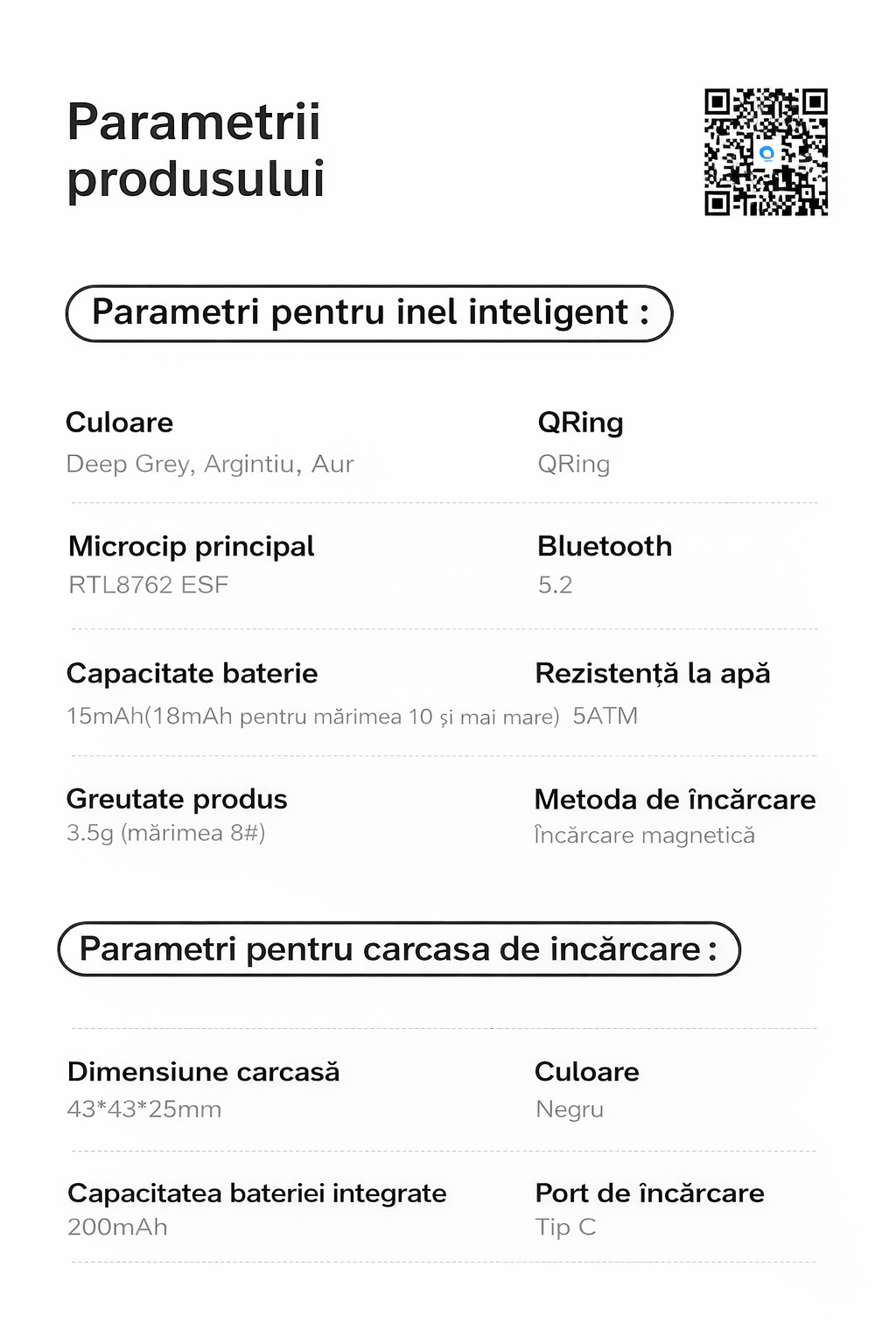Inel Inteligent Smart Ring GBV LOGIC R08 Gri, Marimea 12 (21,6 mm), Monitorizare Somn, Ritm Cardiac, Oxigen Sanguin SpO2, Fitness Tracker, Android & iPhone, Autonomie 5 Zile
