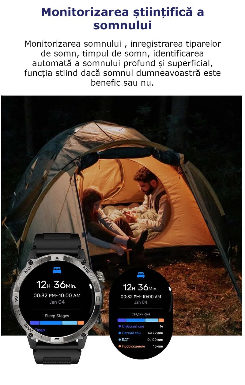 Smartwatch AMOLED GBV LOGIC VG40, Apel Bluetooth, Ritm Cardiac, Oxigen Sange, Monitorizare Somn, Fitness Tracker, Moduri Sportive, Android & iPhone