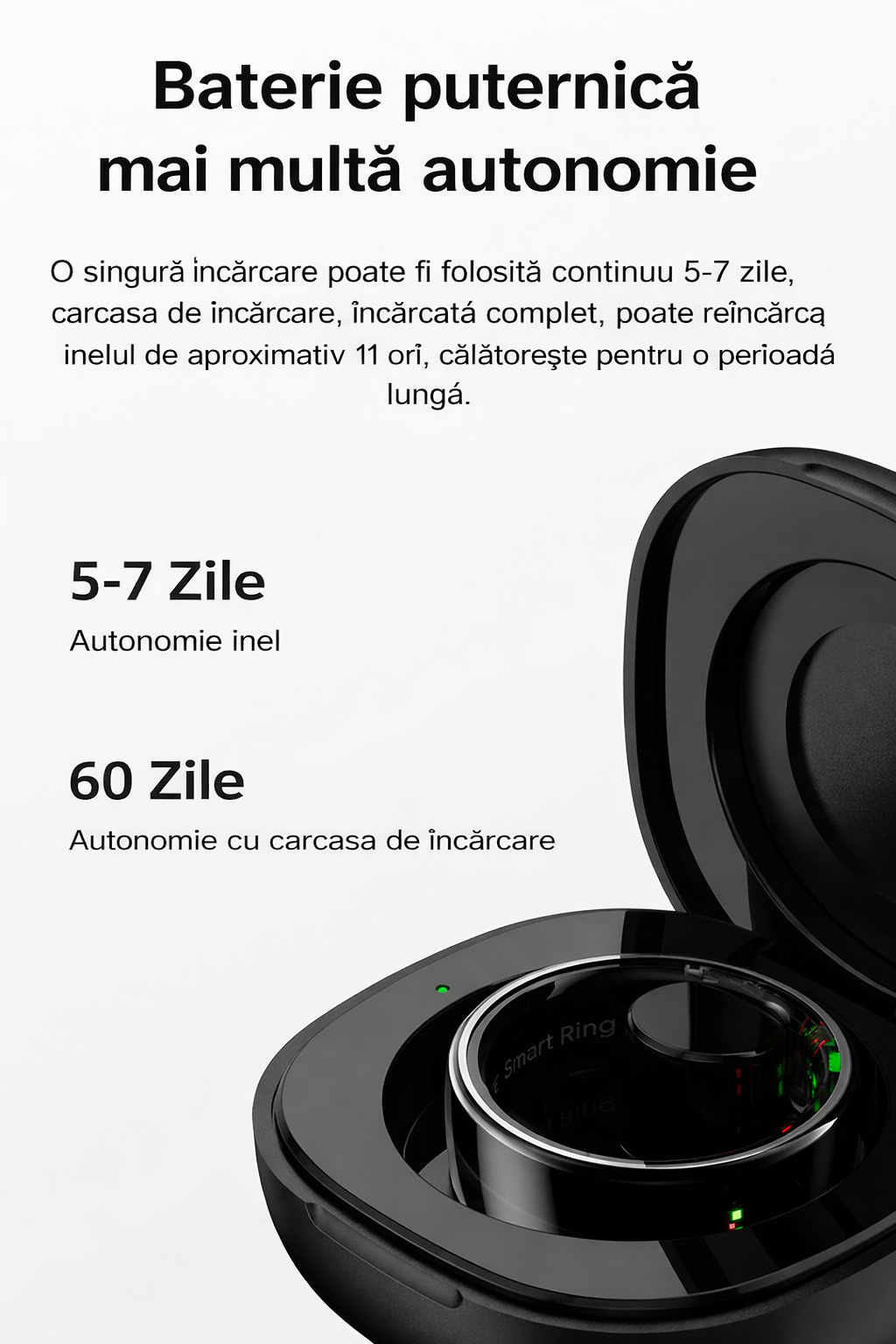 Inel Inteligent Smart Ring GBV LOGIC R08 Gri, Marimea 7 (17,9 mm), Monitorizare Somn, Ritm Cardiac, Oxigen Sanguin SpO2, Fitness Tracker, Android & iPhone, Autonomie 5 Zile