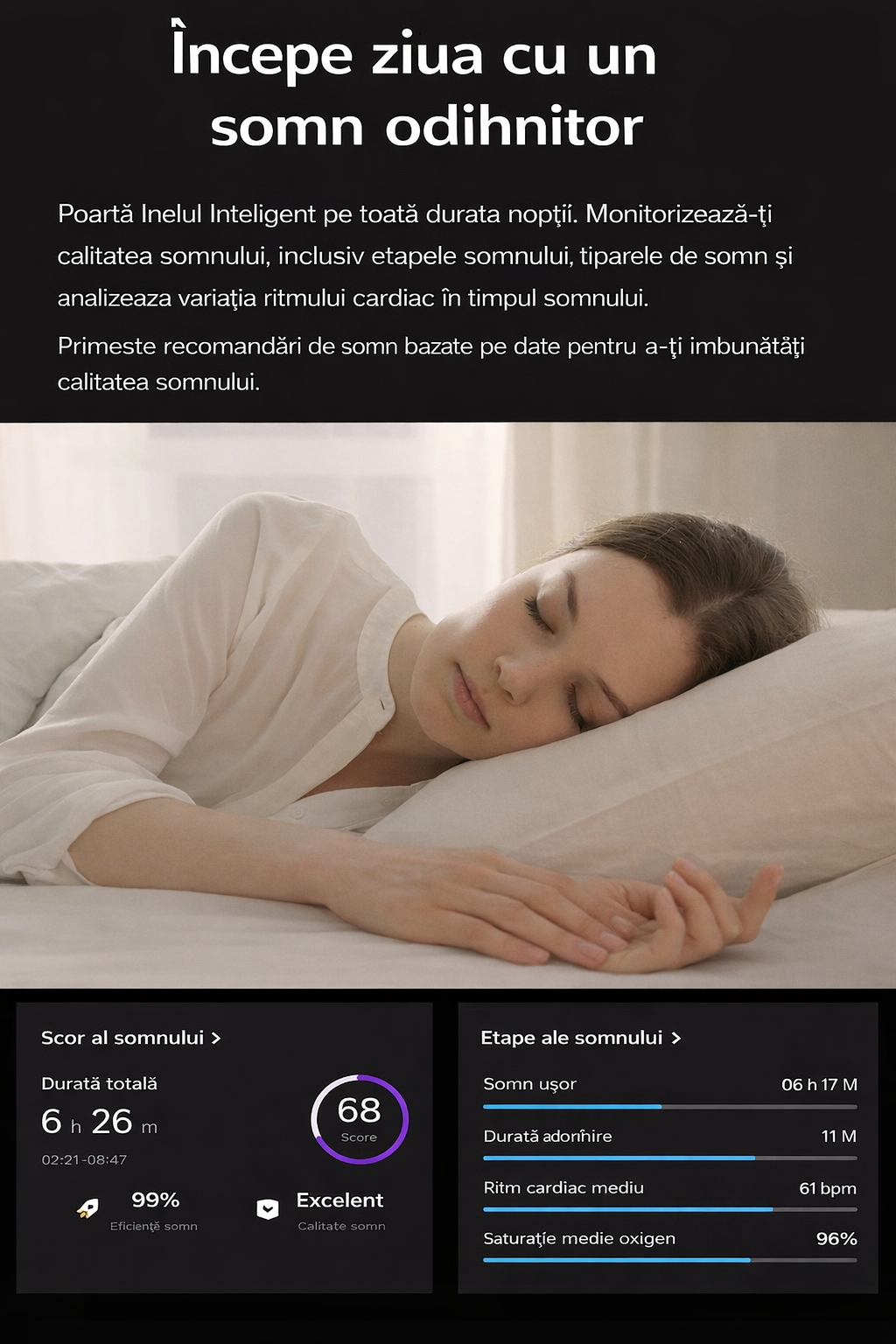Inel Inteligent Smart Ring GBV LOGIC R08 Gri, Marimea 12 (21,6 mm), Monitorizare Somn, Ritm Cardiac, Oxigen Sanguin SpO2, Fitness Tracker, Android & iPhone, Autonomie 5 Zile