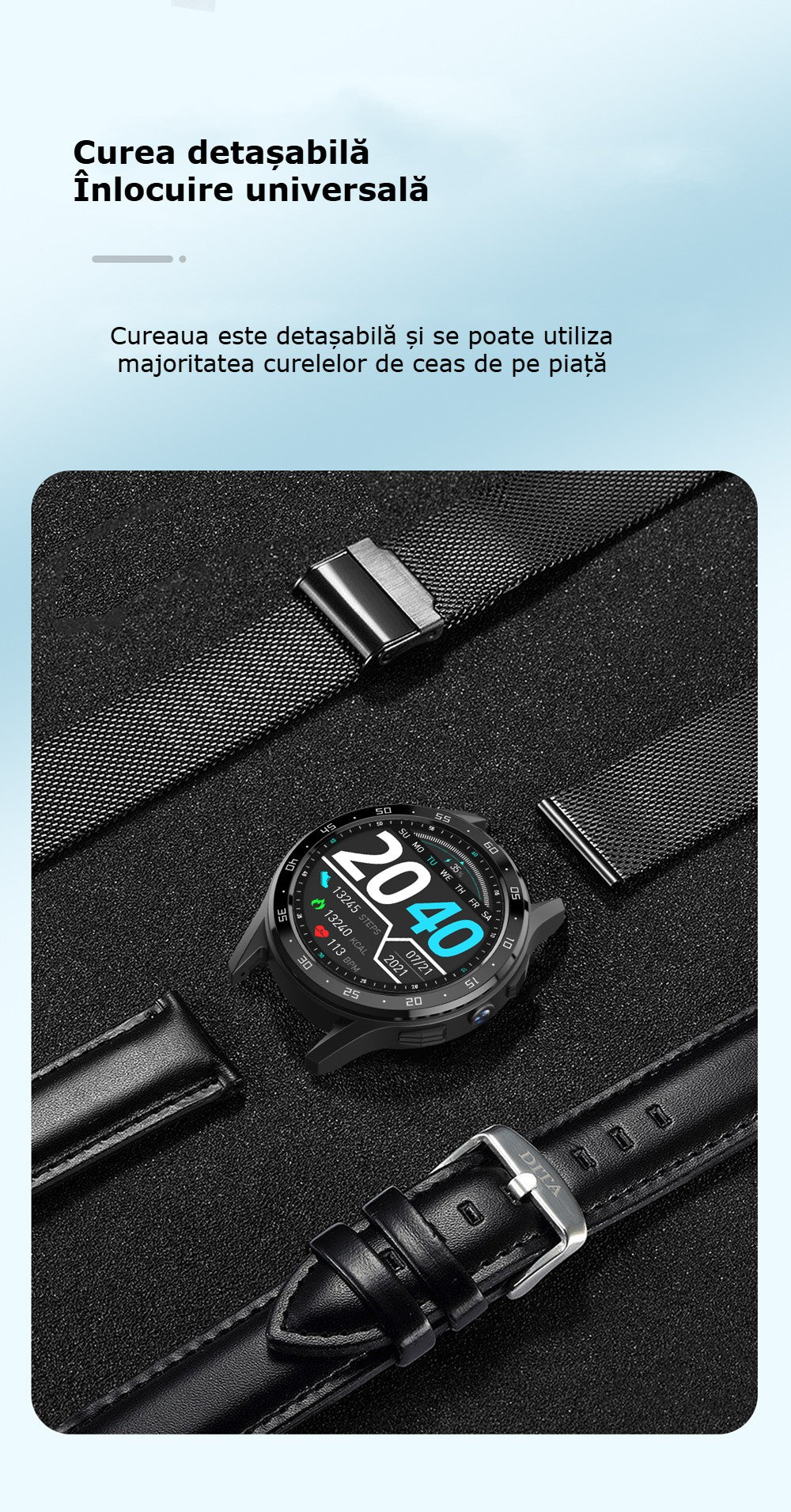 Smartwatch cu SIM și cameră foto GBV Logic X300 Plus – Android, 16GB, cameră 3MP, apeluri, GPS, AMOLED, monitorizare sănătate