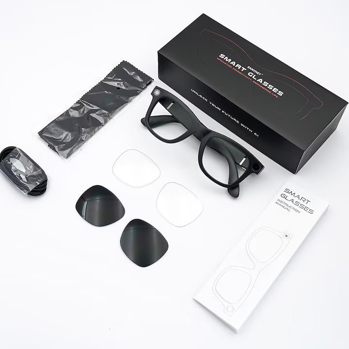 Ochelari Inteligenti cu Camera GBV Logic GS3, Video/ Foto 8MP, Filmare Full HD, Memorie 32GB, Control Aplicatie
